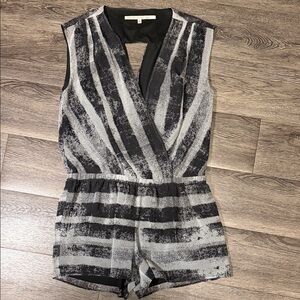 RACHEL Rachel Roy Black and Gray Striped Jumpsuit